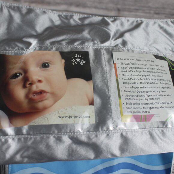 Ju Ju Be Baby Diaper Bag Crossbody Blue Striped W/Changing Mat New Teflon Be All - Picture 12 of 16